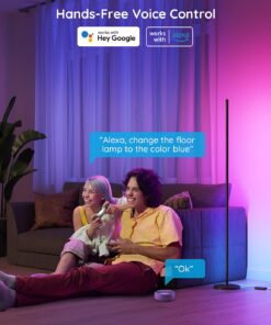 Govee RGBIC Floor Lamp, LED Corner Lamp Works with Alexa, Smart Modern Floor Lamp with Music Sync and 16 Million DIY Colors, Color Changing Standing Lamp for Christmas Bedroom Living Room Black 18 719as6e mL