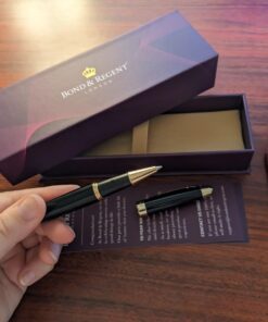 Bond & Regent Rollerball Pen - Certified Luxury Grade | 24 Karat Gold & Gloss Black | Nice Gift Pens for Men and Women 24 Karat Gold Finish & Black Gloss Lacquer 71 719bGWciL