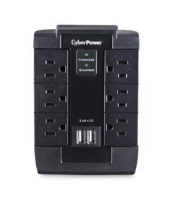 CyberPower CSP600WSU Surge Protector, 1200J/125V, 6 Swivel Outlets, 2 USB Charging Ports, Wall Tap Design, Black 21 719c7KA4sbL