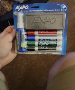 EXPO Low Odor Dry Erase Marker Starter Set, Chisel Tip, Assorted, Whiteboard Eraser, Cleaning Spray, 6 Count Markers 23 719cI8MYQ8L