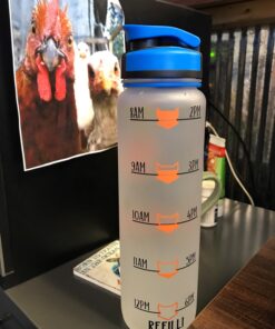 LEADO 32oz 1Liter Motivational Tracking Water Bottle with Times to Drink - for Fox Sake Drink Your Effing Water - Funny Birthday, Christmas Gifts for Women, Best Friend, Mom, Sister, Coworker Blue / White 46 719dxrOeBHL