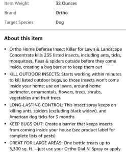 Ortho Home Defense Insect Killer for Lawn & Landscape Concentrate - Treats up to 5,300 sq. ft., For Ants, Ticks, Mosquitoes, Fleas & Spiders, Starts Working Within Minutes, 32 oz. 13 719e1VzGopL
