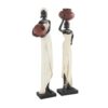 Deco 79 Polystone Woman Standing African Sculpture with Red Water Pots and Black Base, Set of 2 16"H, 4"W, Cream 46 719g6RdJE1L