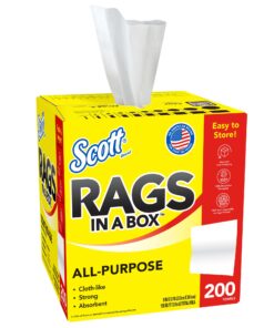Scott® Rags In A Box™ (75260), White, 200 Shop Towels/Box, 8 Boxes/Case, 1,600 Towels/Case 200 Count (Pack of 8) 8 719gbXfuyGL