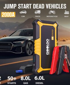 GOOLOO New GP2000 Jump Starter 2000A Car Starter Battery Pack (Up to 8.0L Gas, 6.0L Diesel Engine),12V Car Battery Charger Jumper Starter, Supersafe Portable Lithium Jump Box with USB Quick Charge yellow 24 719gpkcy0tL