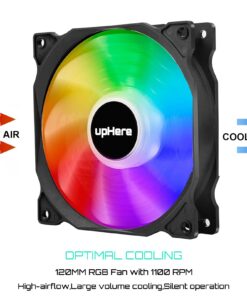upHere RGB LED 120mm Case Fan,Quiet Edition High Airflow Adjustable Color LED Case Fan for PC Cases, CPU Coolers,Radiators System,5-Pack / C8123 38 719h14SYMXL