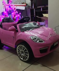 Moderno Kids Kiddie Roadster 12V Power Children Ride-On Car with R/C Parental Remote + Leather Seat 5 Point Seat Belt + LED Wheels + MP3 USB Music Player + Baby Tray Table + Rubber Floor Mats (Pink) Pink 67 719hpz67pmL