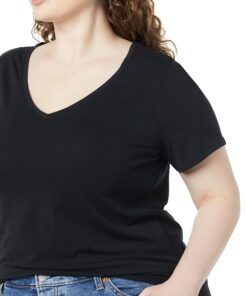 Amazon Essentials Women's Classic-Fit Short-Sleeve V-Neck T-Shirt, Multipacks 2 Black X-Small 12 719iZ Vj2L