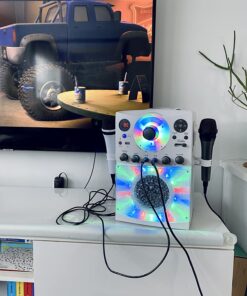 Singing Machine Portable Karaoke Machine for Adults & Kids with Wired Microphone, White - Built-In Speaker, Bluetooth with LED Disco Lights - Karaoke System with CD+G Player & USB Connectivity 21 719ikEzayBL