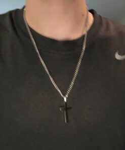 FIBO STEEL Stainless Steel Cross Pendant Chain Necklace for Men Women, 22-30 Inches 35*20*3mm cross, 22 inches chain 21 719jwU5SXwL