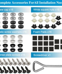 16 Sets License Plate Screws Kit, DaKuan Stainless Steel Rustproof License Plates Bolts for Cars, Trucks, SUVs (Black and Silver) 11 719k99SmadL