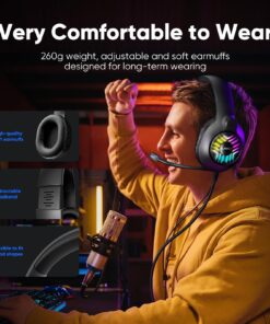 OLANRUN Gaming Headset, Stereo PS5 Headset PS4 Headset Xbox One Headset PC Headset, 9 Colors RBG Gaming Headphones with Mute Microphone for PC, PS4, PS5, Xbox, Switch (Black) 19 719kJEUWDcL