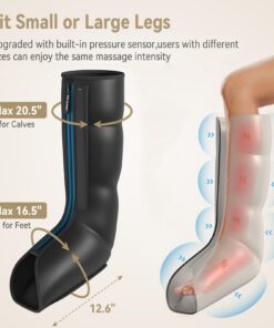 FIT KING Leg Massager with Heat - Upgraded Leg Compression Massager for Circulation and Pain Relief, FSA HSA Approved Foot and Leg Massager Compression Boot for Edema, Relax Recover - Gift for Dad Mom Classis Black With Blue 1 Pair (2PCS) 38 719klwzL dL