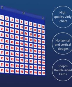 Eamay Hundreds Pocket Chart with 130 Number Cards, Number 1-100 Board Pocket Chart for Teacher Lessons in a Classroom or for Use at Home (100 Pockets) 100 pockets 14 719lTwjz83L