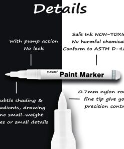 FLYMAX White Paint Pen, 6 Pack 0.7mm Acrylic White Permanent Marker White Paint Pens for Wood Rock Plastic Leather Glass Stone Metal Canvas Ceramic Marker Extra Very Fine Point Opaque Ink 26 719mROqBJ5L