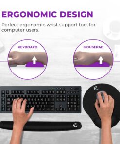 Premium Wrist Rests for Keyboard and Mouse Pad Set - Memory Foam Cushion, Black - Ergonomic Wrists Hand Arm Rest Support for Laptop Computer Desk and Gaming - Carpal Tunnel Syndrome Relief Premium 33 719nkK 3jL