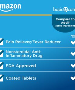 Amazon Basic Care Ibuprofen Tablets, Fever Reducer and Pain Relief from Body Aches, Headache, Arthritis and More, 1000 Count 1000 Count (Pack of 1) 20 719nl6GJEqL