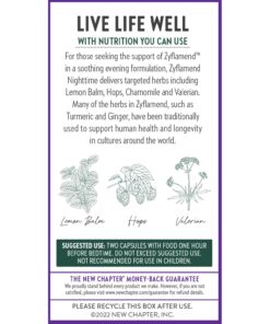 New Chapter Sleep Aid – Zyflamend Nighttime for Sleep Support with Turmeric + Valerian Root + Lemon Balm + Holy Basil, Vegetarian Capsules, 60 Count 16 719nsj0G3QL