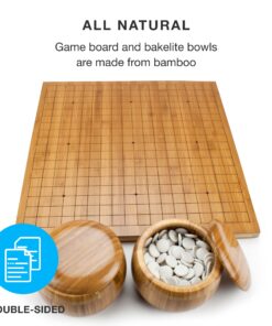 Brybelly Go Set All Natural Bamboo Wood Go Board | Bowls and 361 Bakelite Stones | 2-Player - Classic Chinese Strategy Board Game | Measures 19 x 19in Top Side or 13 x 13in Under Side Beginner's Board 1 36 719ntiEIJaL 1