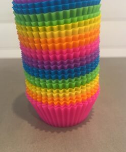 Amazon Basics Reusable Silicone Round Baking Cups, Muffin Liners, Pack of 12, Multicolor 36 719o 4LQ4dL