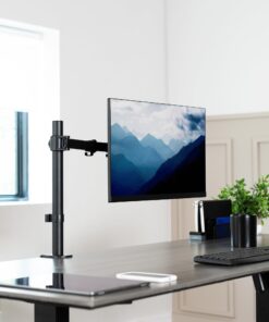 VIVO Single Monitor Arm Desk Mount, Holds Screens up to 32 inch Regular and 38 inch Ultrawide, Fully Adjustable Stand with C-Clamp and Grommet Base, VESA 75x75mm or 100x100mm, Black, STAND-V001 16" Tall 29 719pRO3TzvL