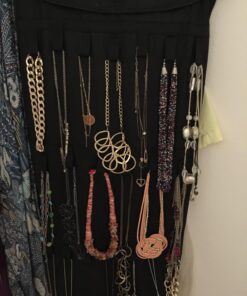 Hanging Jewelry Organizer, Dual Sided Closet Organizers, Earrings Bracelet Necklace Socks Pantyhose Storage Display Bag (Black (40 Pockets & 20 Hook-and-Loop Tabs)) Black (40 Pockets & 20 Hook-and-Loop Tabs) 21 719pqvLpJDL 1