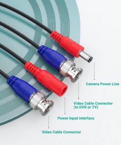 ANNKE 4 Pack 30M/100ft All-in-One Video Power Cables, BNC Extension Surveillance Camera Cables for CCTV Security DVR System Installation, Free 8 x BNC Connectors and 100pcs Cable Clips Included Black-100ft/30M 23 719qQFqgvnL