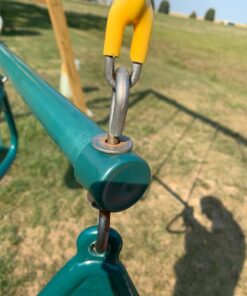 Jungle Gym Kingdom Swing Sets for Backyard, Monkey Bars & Swingset Accessories - Set Includes 18" Trapeze Swing Bar & 48" Heavy Duty Chain with Locking Carabiners - Outdoor Play Equipment (Green) Green 44 719r2ad7rfL