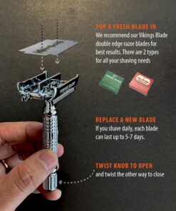 VIKINGS BLADE The Chieftain Safety Razor + 5 Swedish Platinum Super Blades + Carry Case Chromium Silver 30 719rBMpA5ZL
