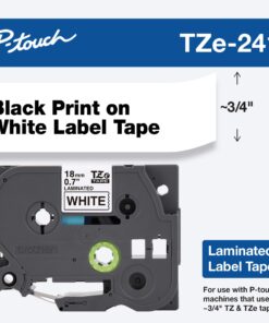 Alternative view of Brother Genuine P-Touch TZE-241 Tape, 3/4" (0.70") Standard Laminated P-Touch Tape, Black on White, Perfect for Indoor or Outdoor Use, Water Resistant, 26.2 Feet (8M), Single-Pack Regular
