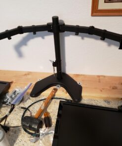 VIVO STAND-V002F Dual LED LCD Monitor Free-Standing Desk Stand for 2 Screens up to 27 Inch Heavy-Duty Fully Adjustable Arms with Max VESA 100x100mm 13" - 27" screens Black 45 719rfjewLZL