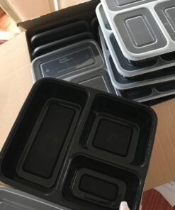 30 Value Pack - SimpleHouseware 3 Compartment Reusable Meal Prep Food Storage Container Lunch Boxes, Stackable and Dishwasher, Microwave, Freezer Safe (36 ounces) 30 Pack 36 719s0bC8L