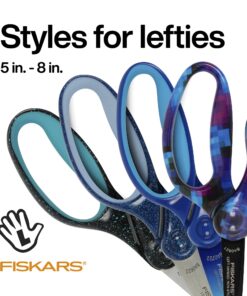 Fiskars 5" Left-Handed Softgrip Pointed-Tip Scissors for Kids 4-7 - Scissors for School or Crafting - Back to School Supplies - Blue Lightning 5 Inch Left Handed Blue Lightening 19 719sHa0ZJiL