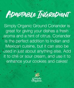 Simply Organic Ground Coriander Seed, 2.29-Ounce, Rich, Warm Earthy Yet Fruity Flavor, Bright Aroma, Slight Citrus Undertones 1 11 719sJ4D5AsL