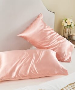 BEDELITE Satin Silk Pillowcase for Hair and Skin, Coral Pillow Cases Standard Size Set of 2 Pack, Super Soft Pillow Case with Envelope Closure (20x26 Inches) Standard (20" x 26") 19 719sKZkyqvL