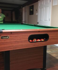 Mizerak Dynasty Space Saver 6.5' Billiard Table with Leg Levelers, Automatic Ball Return, and Classic Green Nylon Cloth 84 719suxyEtUL