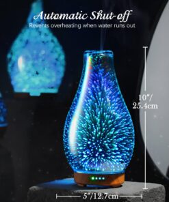 Porseme Essential Oil Diffuser 3D Glass Aromatherapy Ultrasonic Humidifier Cool Mist, Auto Shut-Off, Timer Setting, BPA Free for Home Office Hotel Yoga Gym Leisure SPA Gift 100ml B1-100ml Volcano 23 719umxO5gPL
