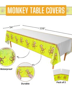 Alternative view of Blue Orchards Monkey Party Table Covers (Pack of 2) - 54"x108" XL - Monkey Birthday Party Supplies, Monkey Decorations, Monkey Baby Shower, Jungle Tablecloth for Boys & Girls, Monkey Table Covers