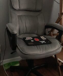 Amazon Basics Classic Office Desk Computer Chair - Adjustable, Swiveling, Ultra-Soft Microfiber, Lumbar Support, 28"D x 25"W x 43.5"H, Light Gray 27 719vE7dHcUL