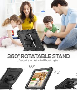 SEYMAC iPad 6th/5th Generation Case 9.7 Inch, Heavy Duty Protective Shockproof Case with Screen Protector, 360° Rotating Stand/Handle/Shoulder Strap for iPad 6th/ 5th Gen/Air 2/ Pro 9.7, Black 9.7 inch - For iPad 6th/5th Gen 27 719vKHqOZL