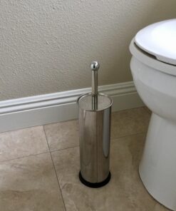 Home Intuition Modern Toilet Brush & Holder Set, Bathroom Bowl Scrubber with Holder, 2 Pack Chrome 28 719vUKi viL