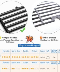 Hongso 18 1/4 Inch Porcelain Coated Cast Iron Grill Grate Cooking Grid Replacement for Charbroil 463268008, 80005665, CG-65P-CI, Thermos, Uniflame, Master Forge Gas Grill, g515-00b5-w1, PCF652 12 719wluBZ30L
