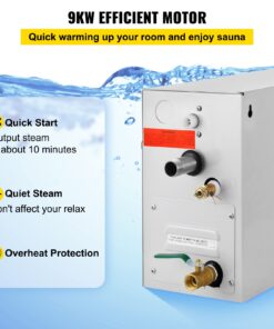 Happybuy Steam Generator 9KW Steam Showers 220V-240V Sauna Steam Generator with Programmable Controller for Home SPA Bathroom Hotel Shower Steam(Controller Not Contain Battery) 9KW-2 17 719wx21VEVL