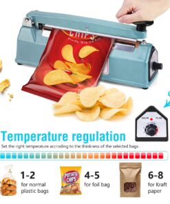 Alternative view of METRONIC Impulse Sealer 8 inch, Manual Heat Sealer Machine for Plastic Bags, Shrink Wrap Bag Sealers Heavy Duty Sealing Machine With Repair Kit (Blue) Blue