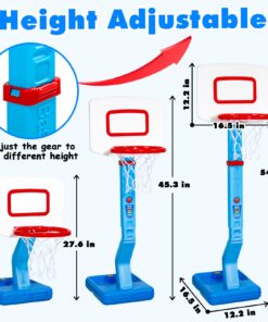 Toddler Basketball Hoop Indoor Adjustable Height Poolside Basketball Hoop Outdoor with Base Mini Basketball Hoop with 3 Balls Swimming Pool Toys Basketball Outdoor Games for Kids Birthday Gift Toddler Basketball Hoop 11 719xYXXmLaL