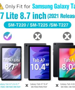 HXCASEAC Shockproof Case for Samsung Galaxy Tab A7 Lite with Screen Protector / 360 Rotating Hand Strap/Built-in Stand/Protective Carrying Case for Tab A7 lite 8.7 Case SM-T220 T225 T227, Black Black/Black 8.7 inch-Tab A7 lite 32 719xxBml7KL