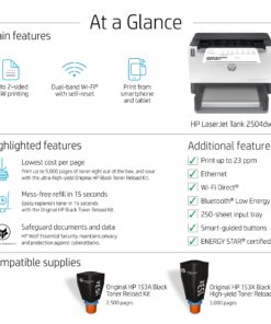 HP Laserjet-Tank 2504dw Wireless Black & White Monochrome Printer Prefilled with Up to 2 Years of Original HP-Toner (2R7F4A) New version 20 719yThsTCFL