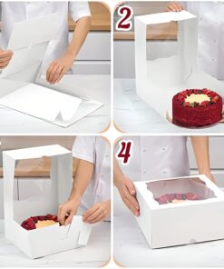 HeroFiber Cake Boxes 12 inch, & Cake Boards. Set of 10, Bakery Box With Plastic Window, For Your Bundt Cake, Cheesecake, Cookies, Pastry, Donuts, Cupcakes, Pies & More. Cajas Para Pasteles White 12 Inch 16 719yy5ZRfrL