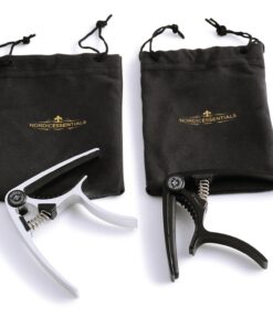 Guitar Capo (2 Pack) for Guitars, Ukulele, Banjo, Mandolin, Bass - Made of Ultra Lightweight Aluminum Metal (1.2 oz!) for 6 & 12 String Instruments - Nordic Essentials, Black+Silver Black + Silver 24 719z4xJ6I7L