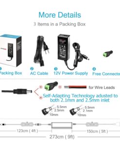Chanzon 12V 5A LED Strip Power Supply 60W AC DC Adapter UL Listed for CCTV 2.1x5.5 2.5x5.5 Plug (Input 110V-220V, Output 12 Volt 5 Amp 60 Watt) Converter LED Driver Lighting Transformer 12 V 5 A 29 719zwaOHtL